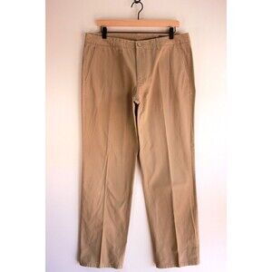 Bonobos Mens Pants Brown Flannel Lined Chino Flat Front Straight Leg Size 35x30